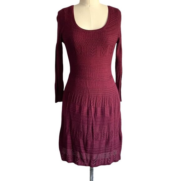 American Eagle Burgundy Knit Scoop Neck Dress - XS - Picture 3 of 7